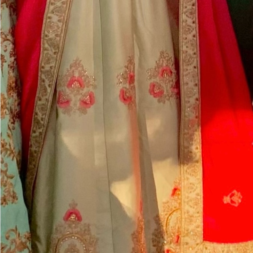 Elegant Red and Cream Embroidered Dress